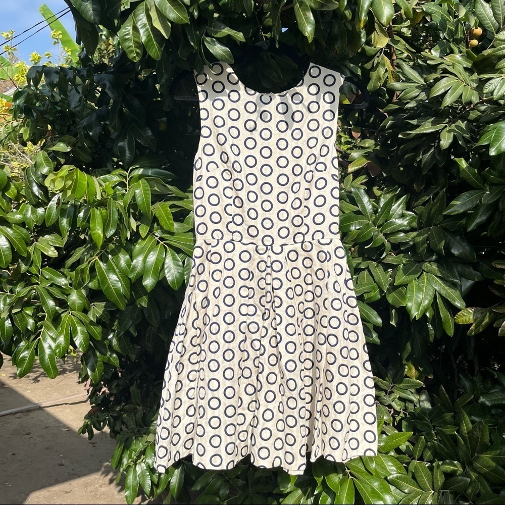 Tara Jarmon ivory dot print sleeveless mini‎ dress